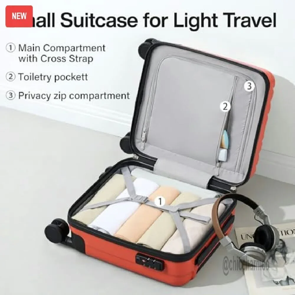 14-Inch Underseat Carry-On Hard Shell Luggage with Spinner Wheels